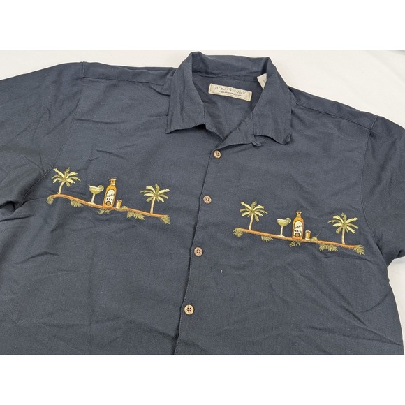 Island Republic Other - Island Republic Mens Large Shirt Embroidered‎ Drinks Palms Black Beach Vacation